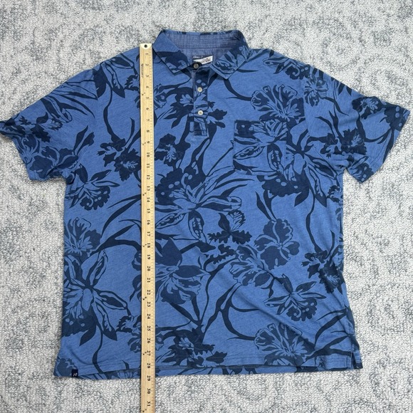 johnnie-O Hangin Out Polo Shirt Mens Size XL Blue Cotton Short Sleeve Hawaiian - Picture 11 of 14